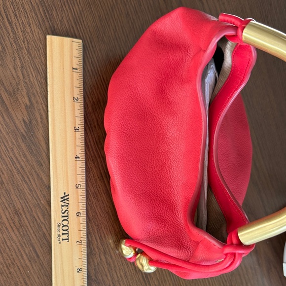 Madewell Red Leather Hobo Bag with Gold Handle - Picture 4 of 11